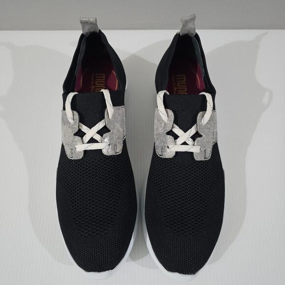 NEW Munro Sandi Sneaker Womens 8.5 NARROW Black Knit Cloud Gray Slip On Casual - Picture 4 of 11